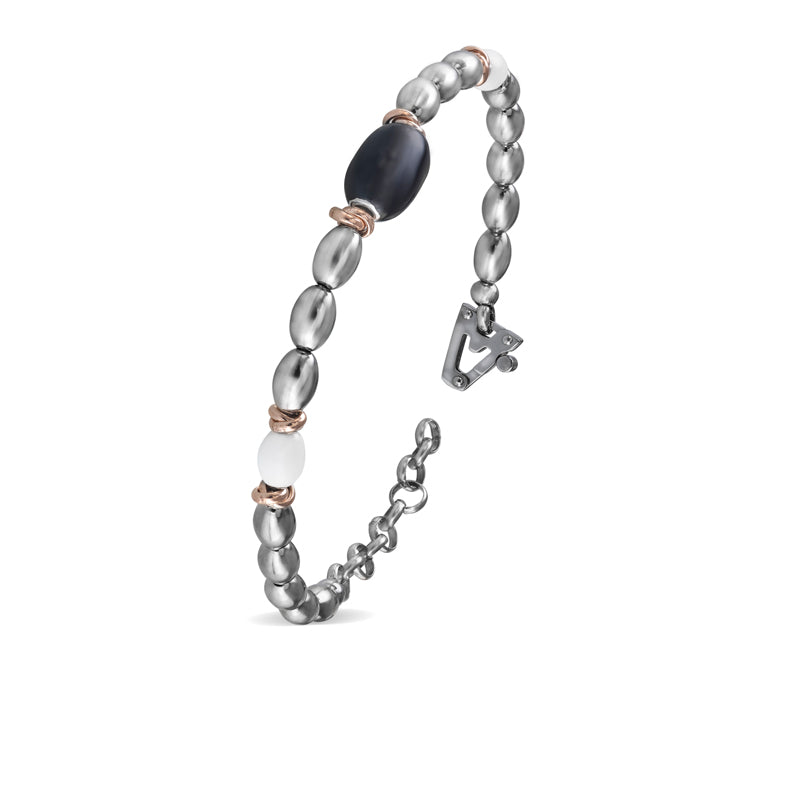 Bracciale in argento 925% con smalti sulla chiusura diamante nero ct 0,01