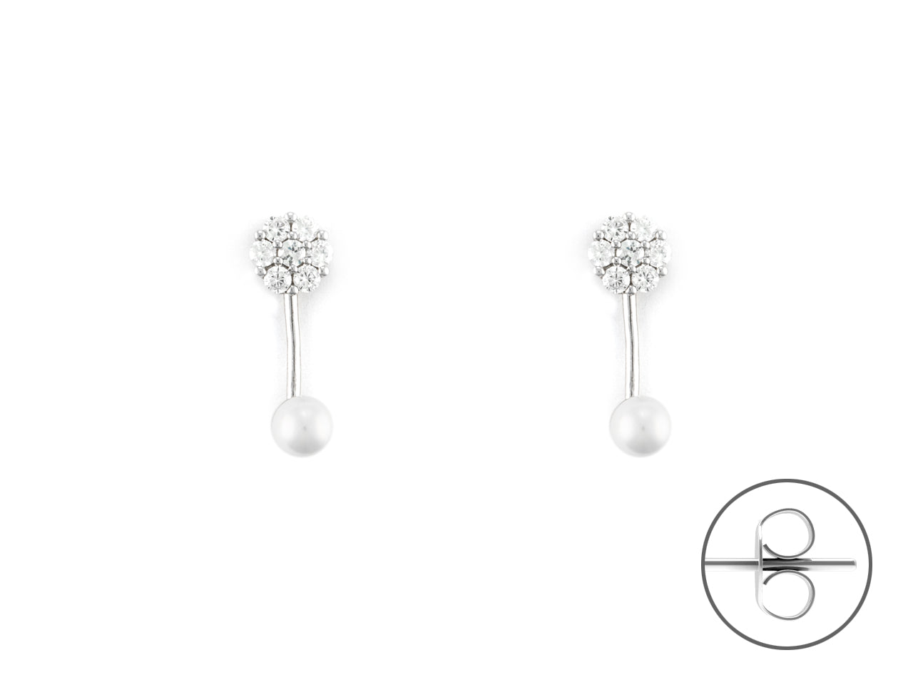 Orecchini Donna Argento 925 4US Cesare Paciotti perla e Zirconi 4UOR6578W