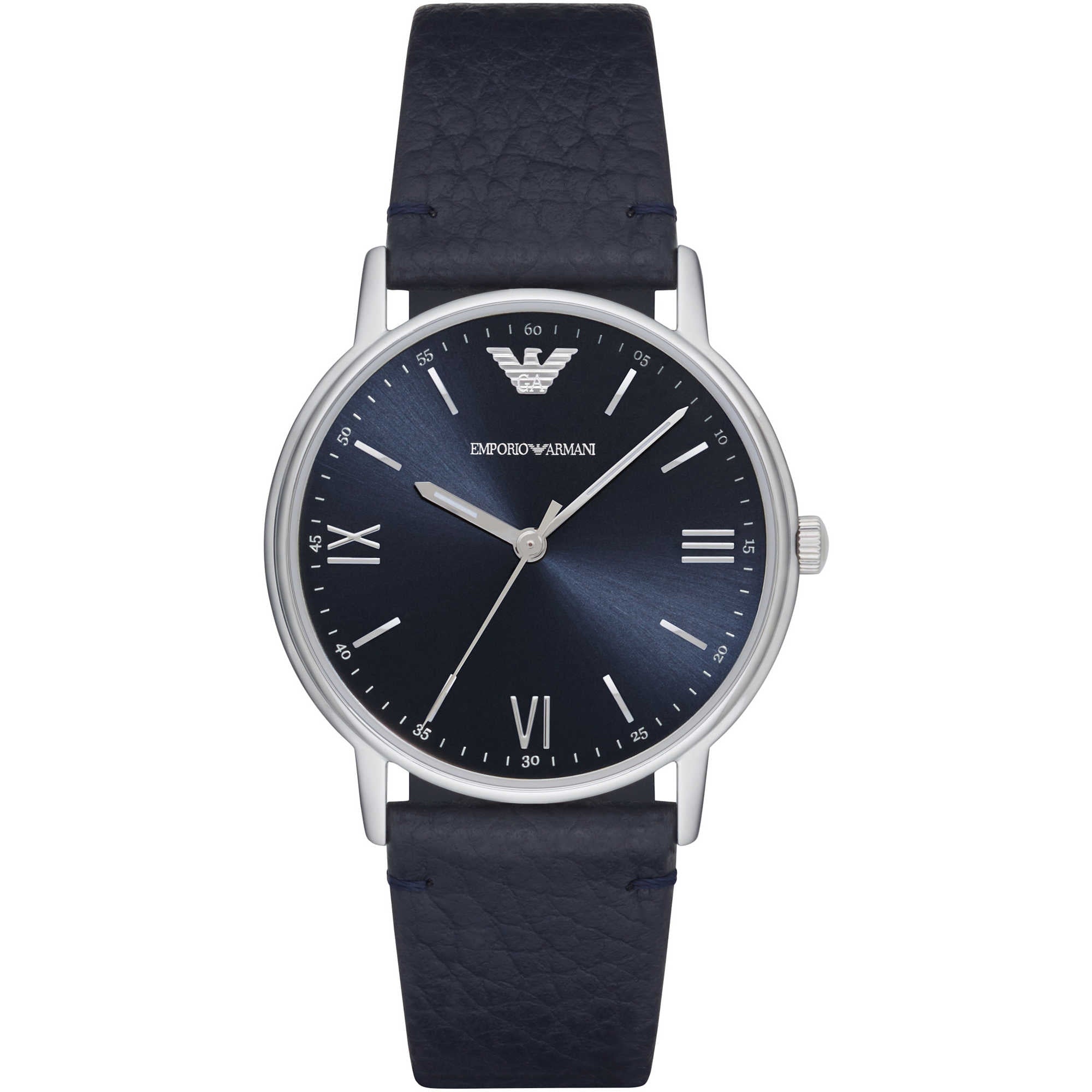 Orologio Uomo Emporio Armani Classic Cinturino Pelle Blu Fondo Blu AR11012