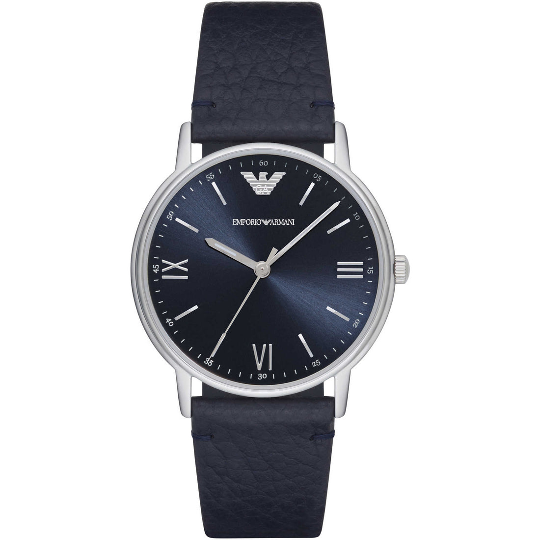 Orologio Uomo Emporio Armani Classic Cinturino Pelle Blu Fondo Blu AR11012