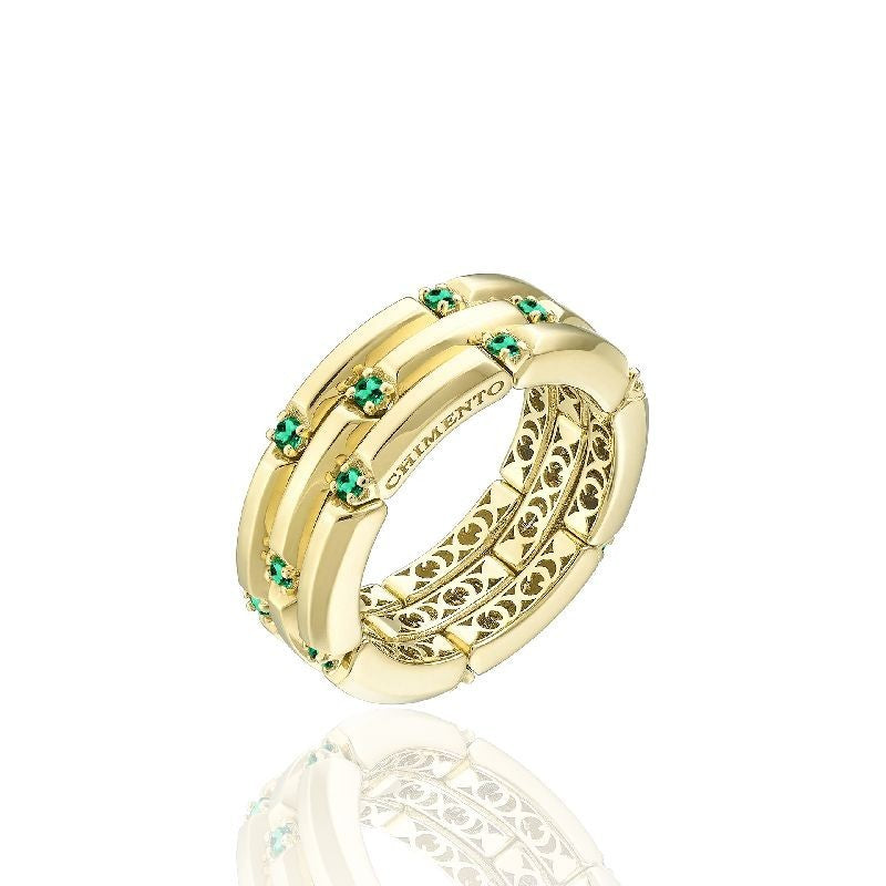 Anello Donna Chimento Oro 18 KT Chocolat Estensibile Smeraldi Verdi 1A09620EE1140