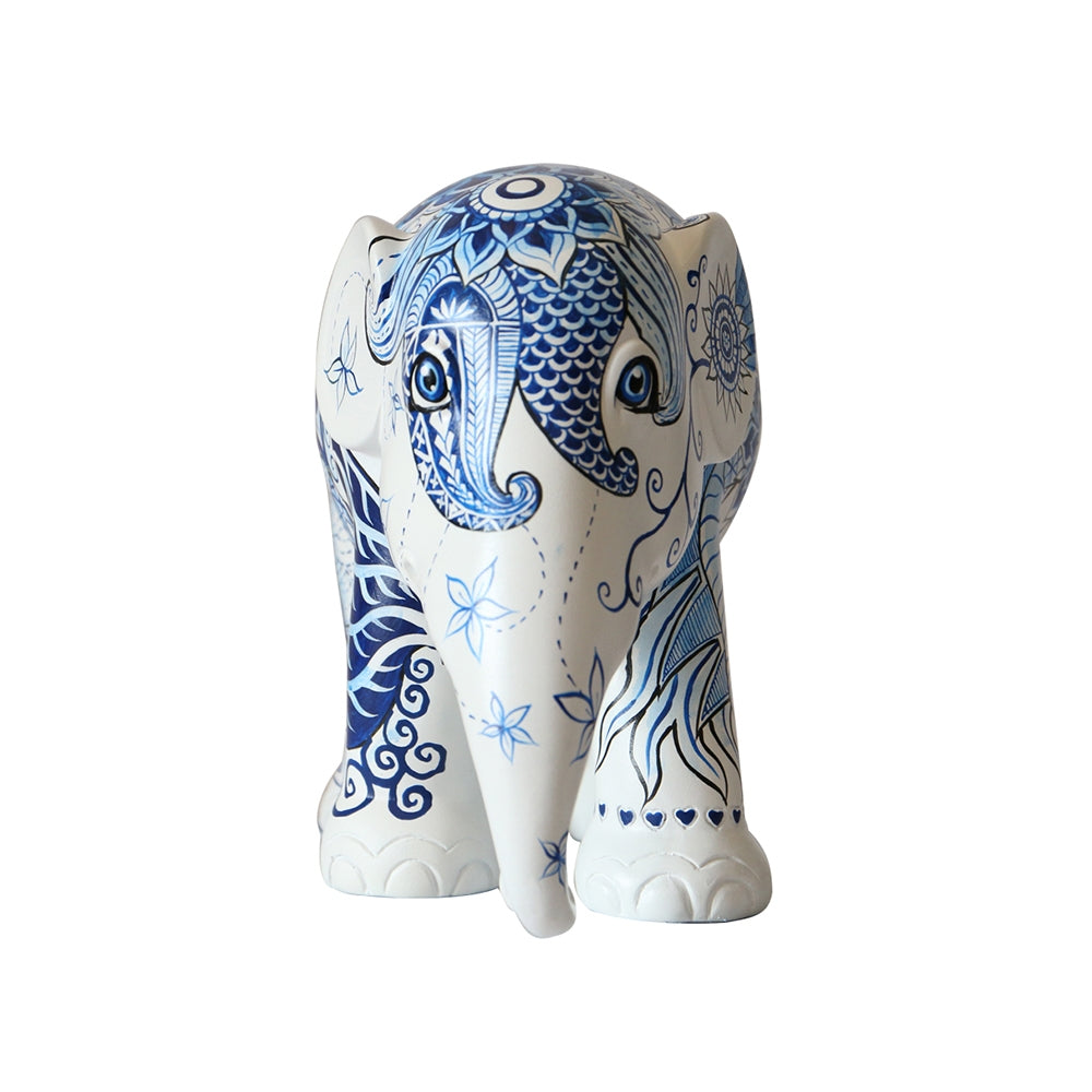 Scultura Elefante Onlylux Indigo Tattoo 20 cm Resina Dipinto A Mano 8858831245211
