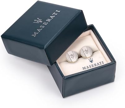 Gemelli Uomo Acciaio Maserati Logo Centrale Lucido Barre Laterali JM5249JD01