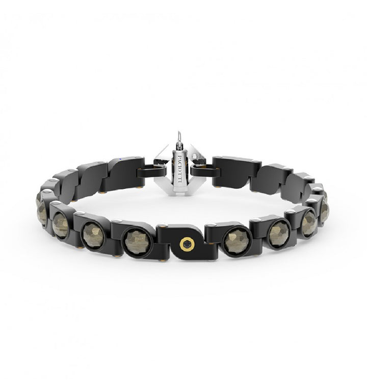 Bracciale Uomo Cesare Paciotti Codice 10 Acciaio Oro 18 KT Diamante Nero LXBR0058A