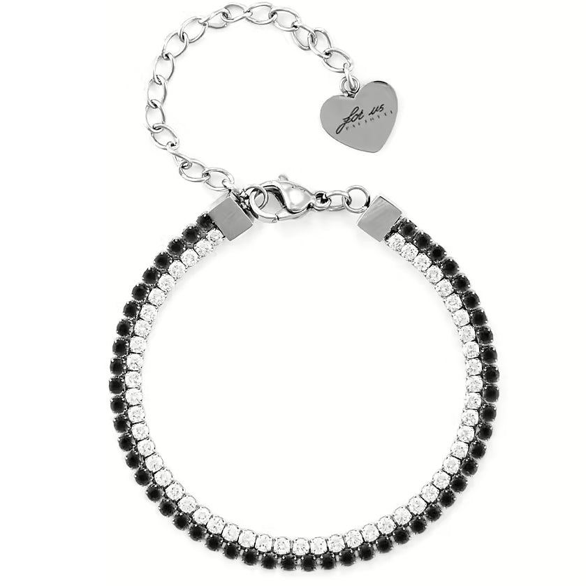 Bracciale Tennis Donna 4US Cesare Paciotti Acciaio Zirconi Neri Bianchi 4UBR6324W