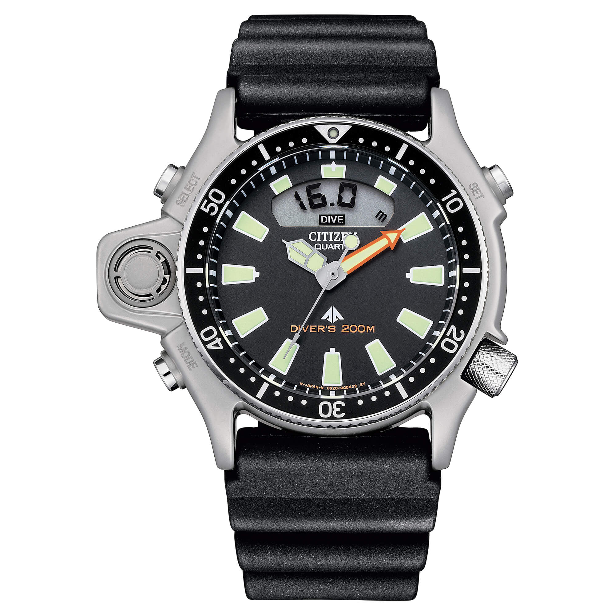 Orologio Uomo Digitale Analogico Citizen Promaster Gomma Nero JP2000-08E