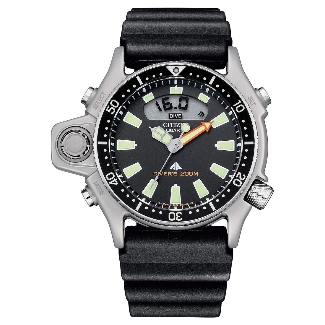 Orologio Uomo Digitale Analogico Citizen Promaster Gomma Nero JP2000-08E