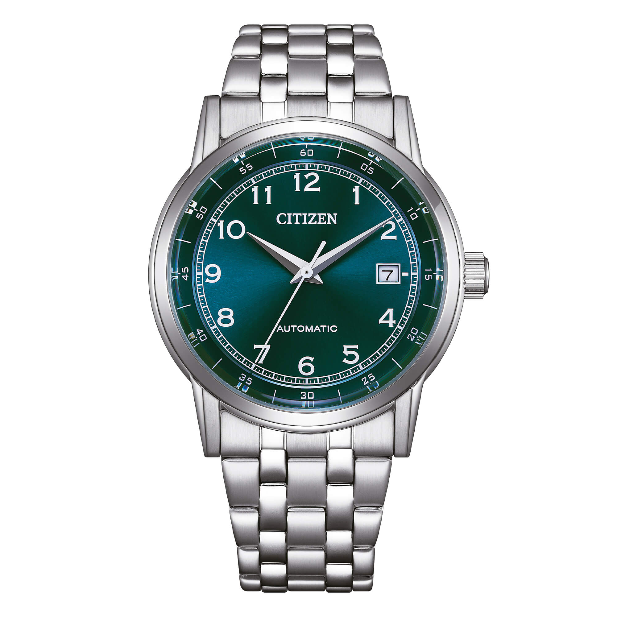 Orologio Uomo Citizen Automatico Verde Numeri Acciaio Data NJ0210-56M