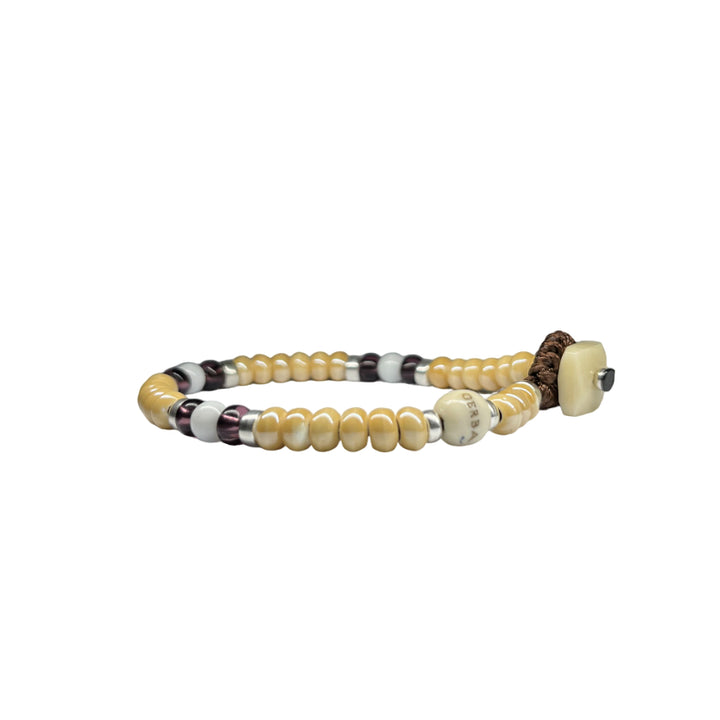 Bracciale Unisex Gerba Argento 925 Pietre Murrina Perlata Marrone WHITE&SAND 01