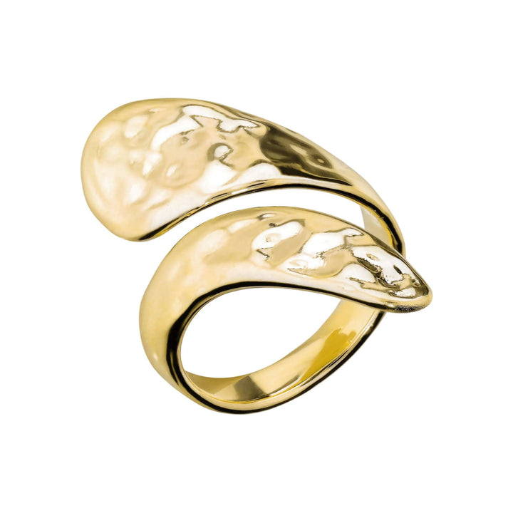 Anello Donna Etrusca Bronzo Dorato Fascia Aperta Martellata WSET00879.YG-16