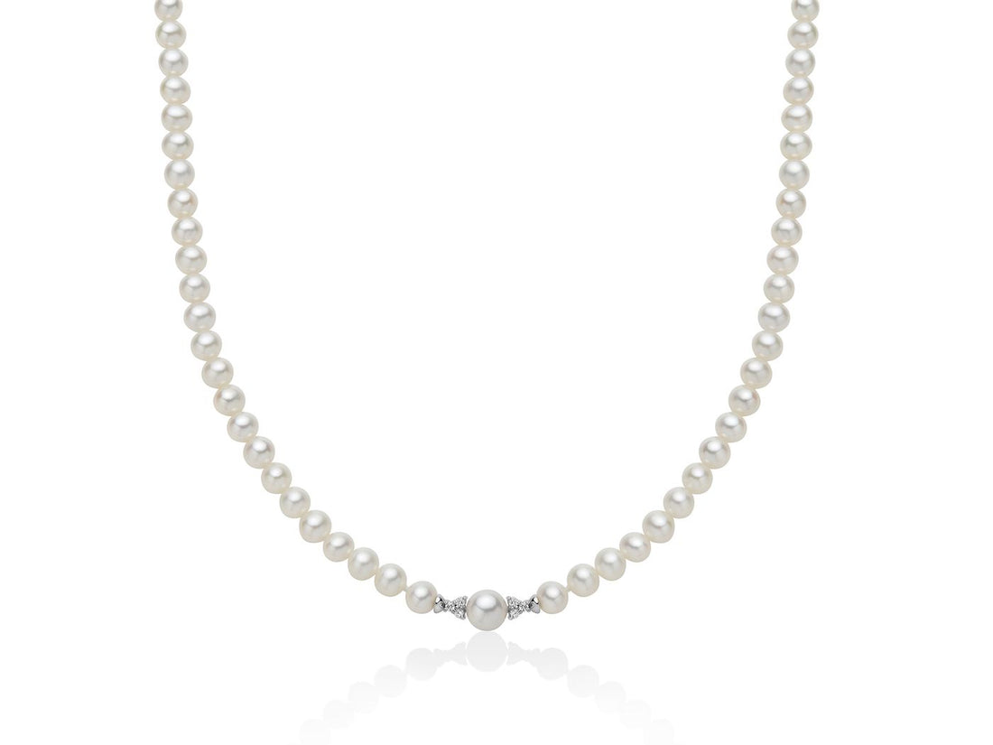 Collana Girocollo Perle Miluna Chiusura In Oro Bianco 750 Diamanti PCL6279