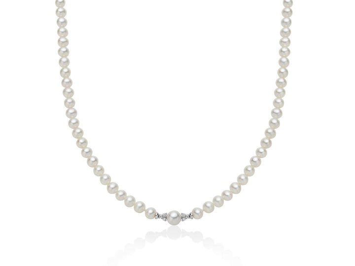 Collana Girocollo Perle Miluna Chiusura In Oro Bianco 750 Diamanti PCL6279