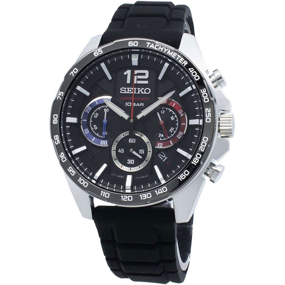 Orologio Uomo Seiko Sport Quarzo Cronografo Data Acciaio Gomma SSB347P1