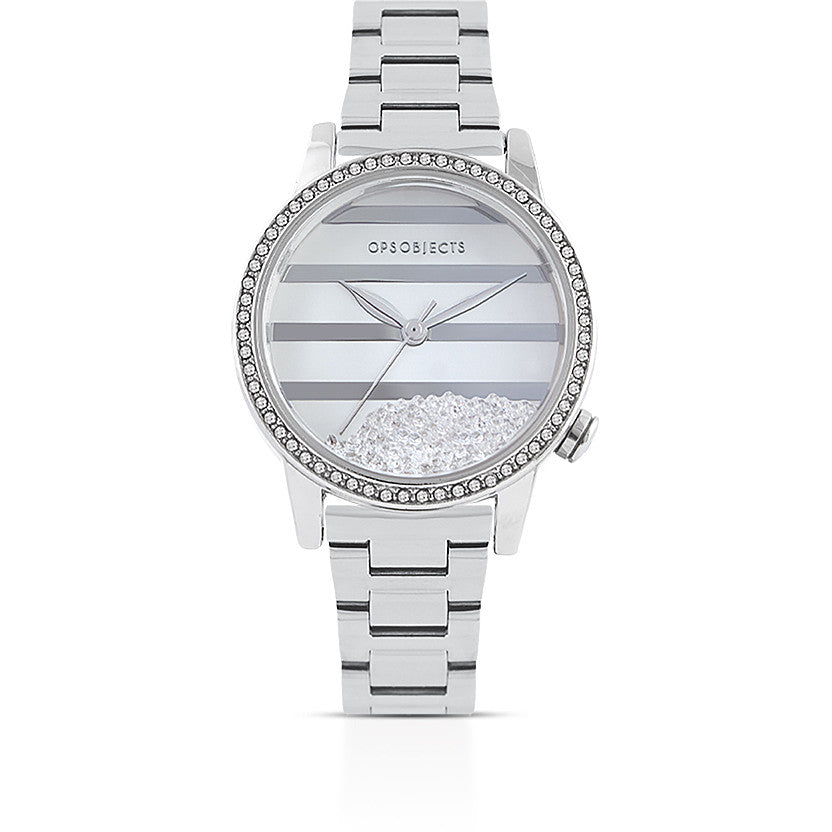Orologio Donna Ops-Object Quarzo Acciaio Lucido Zirconi Bianchi OPSPW-831-3450