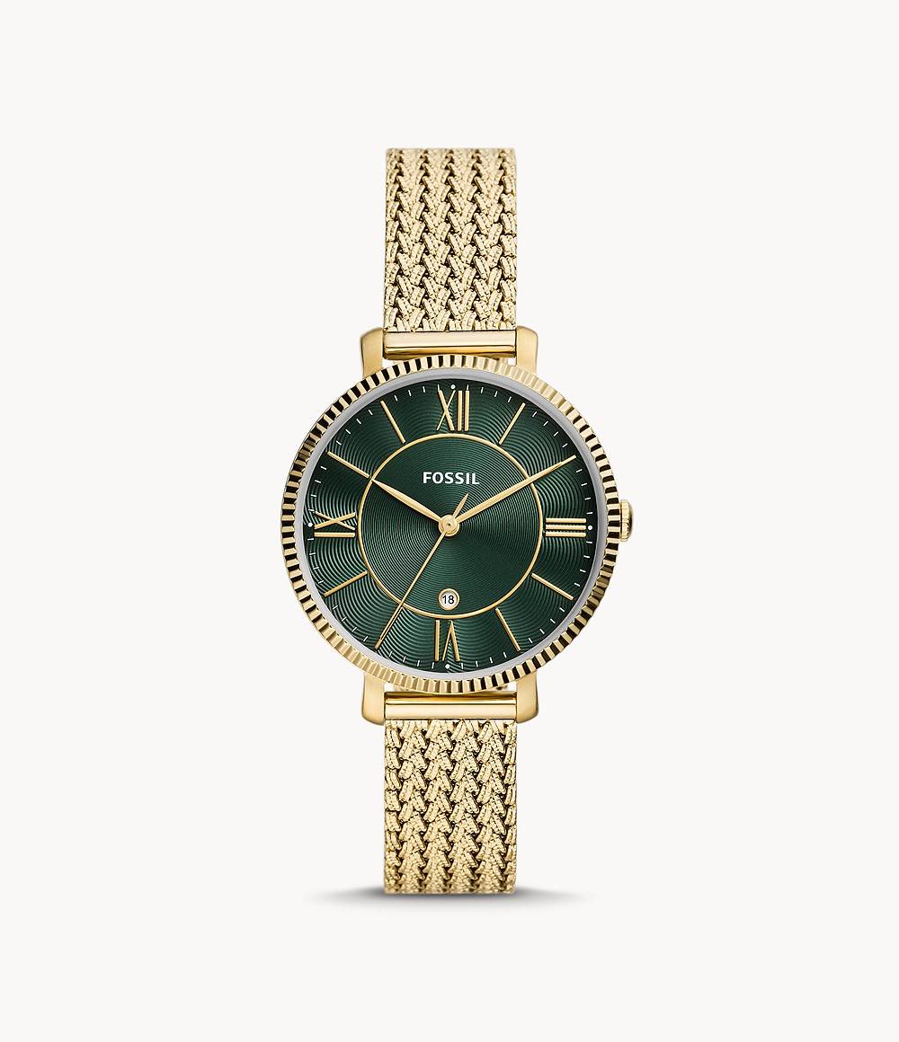 Orologio Donna Fossil Acciaio Dorato Quarzo Solo Tempo Data Jacqueline Verde ES5242