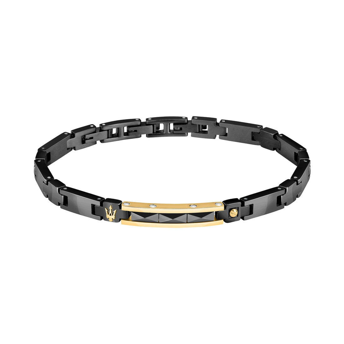 Bracciale Uomo Maserati Acciaio Dorato Ceramica Nera Logo Tridente JM224ATZ36