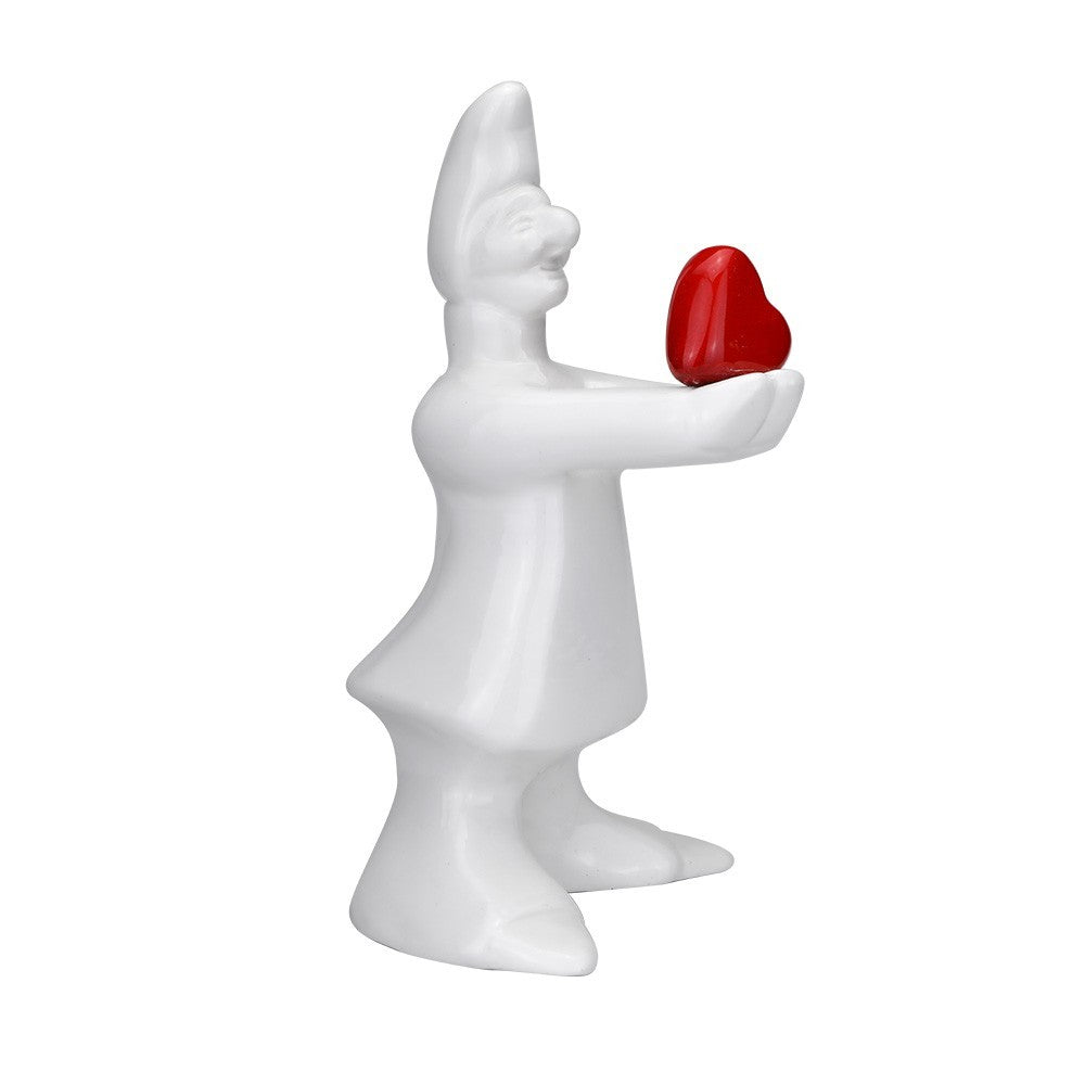 Scultura Pulcinella Novus Amore Ceramica Bianca Macrì TE096