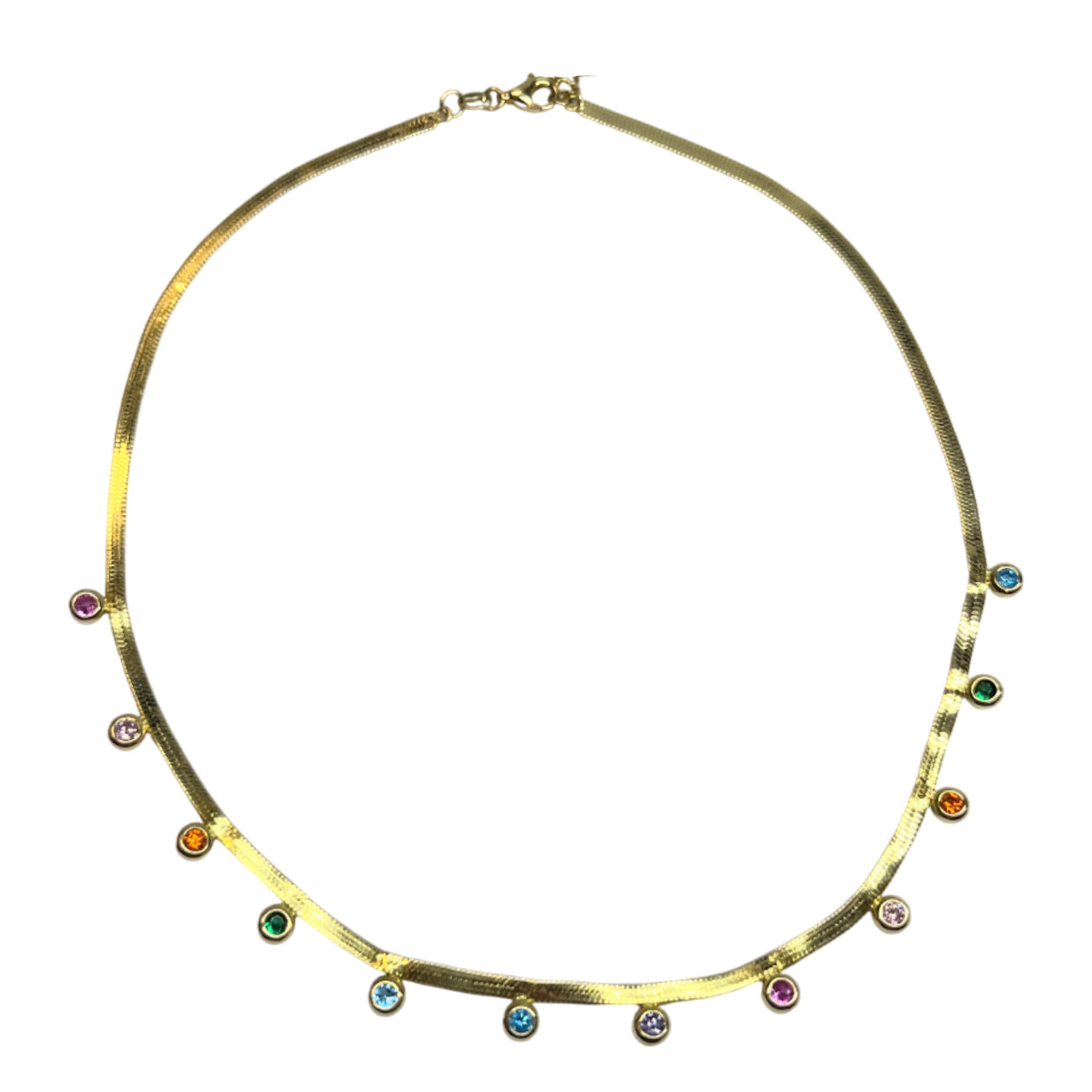 Collana Donna Re Mida Snake Argento Dorato Zirconi Colorati Choker-3