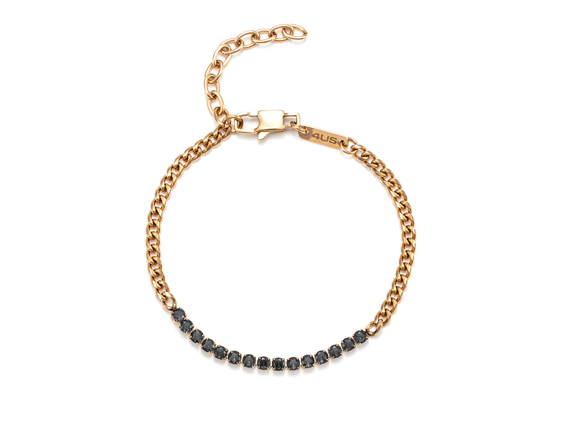 Bracciale Uomo 4US Cesare Paciotti Tennis Catena Acciaio Rosè Zirconi Neri 4UBR5603
