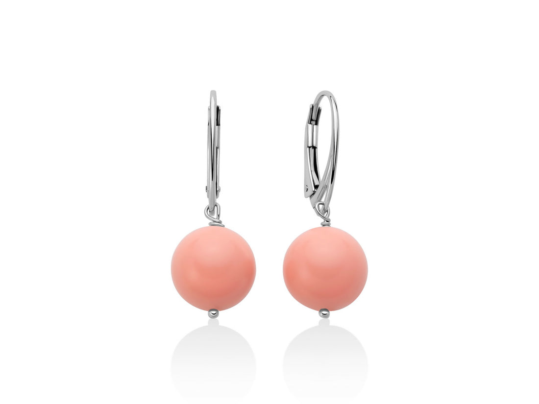 Orecchini Donna Argento 925 Pendenti Miluna Pasta Di corallo Rosa Monachella PER2822