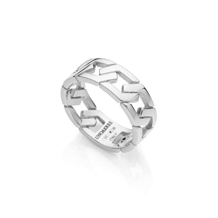 Anello Uomo Unoaerre Argento 925 Maglia Piatta Esagonale 541943