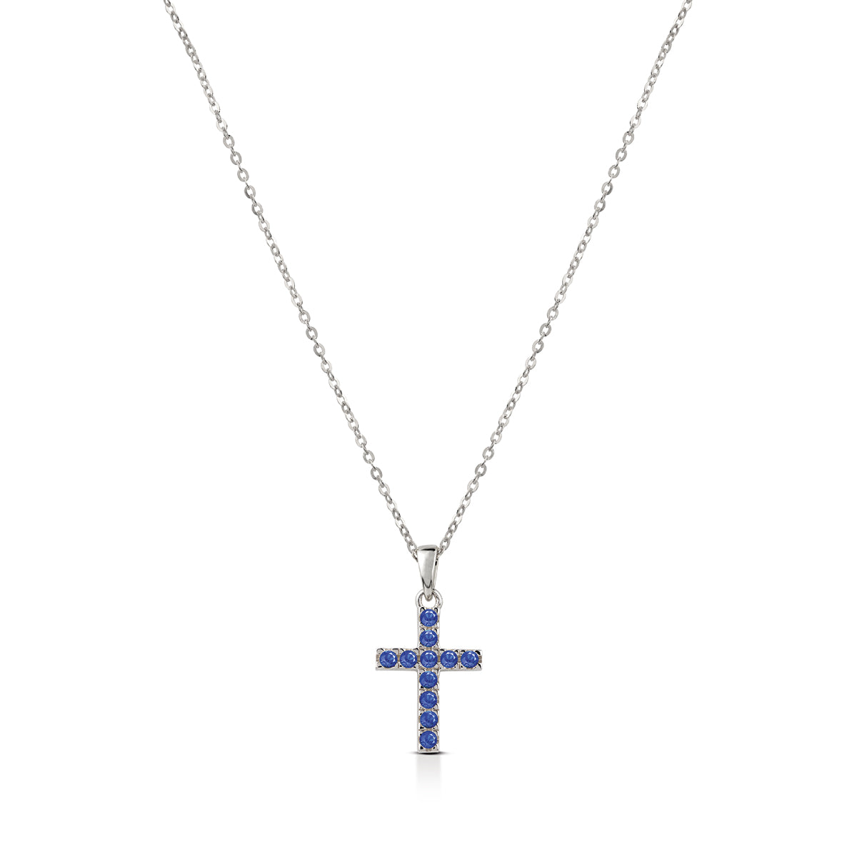 Collana Donna Kulto Argento 925 Croce Media Zirconi Blu K925-173-2800