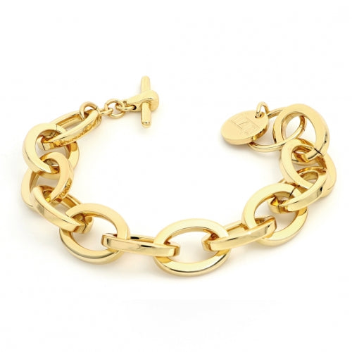 Bracciale Donna Unoaerre Bronzo Lucido Dorato Catena Anelli Squadrati 512189