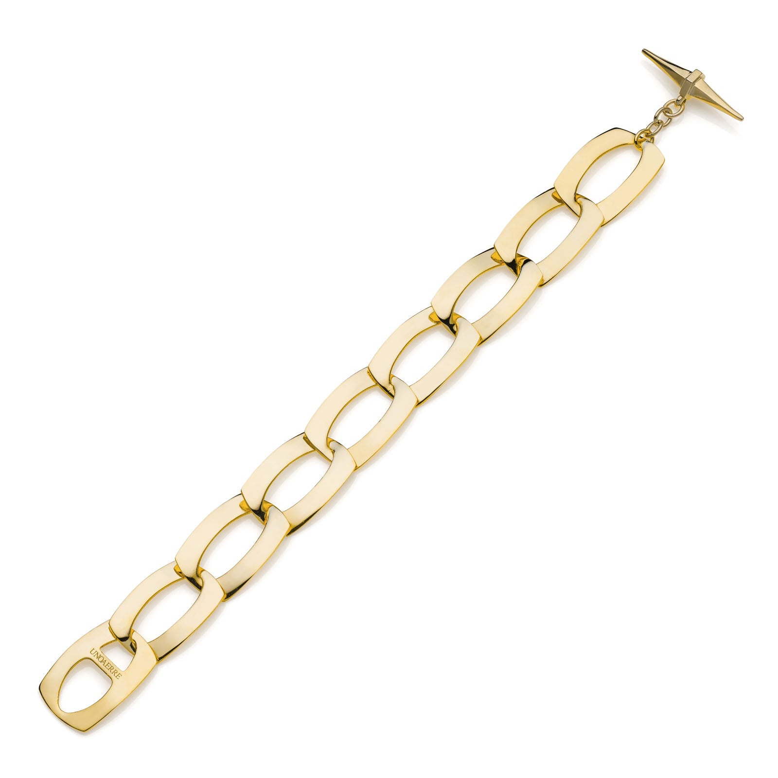 Bracciale Donna Unoaere Bronzo Dorato Catena Schiacciata Dinamica 555876