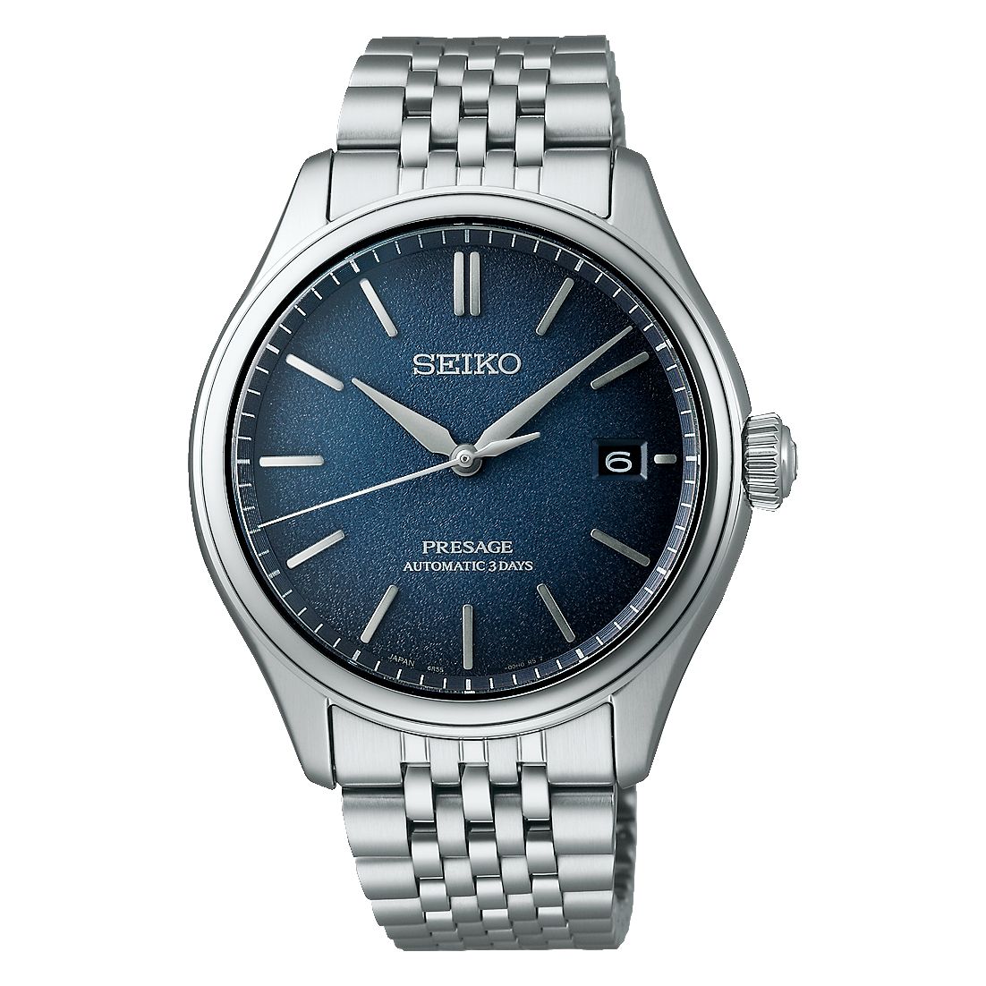 Orologio Uomo Seiko Presage Automatico Blu Seta Acciaio Data SPB525J1
