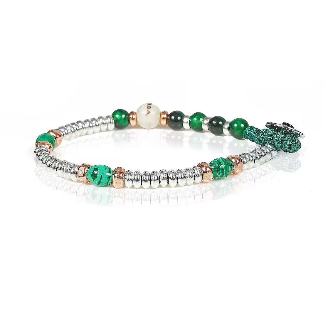 Bracciale Unisex Gerba Argento 925 Mon Amour Pietre Malachite Verde Lucida MA14