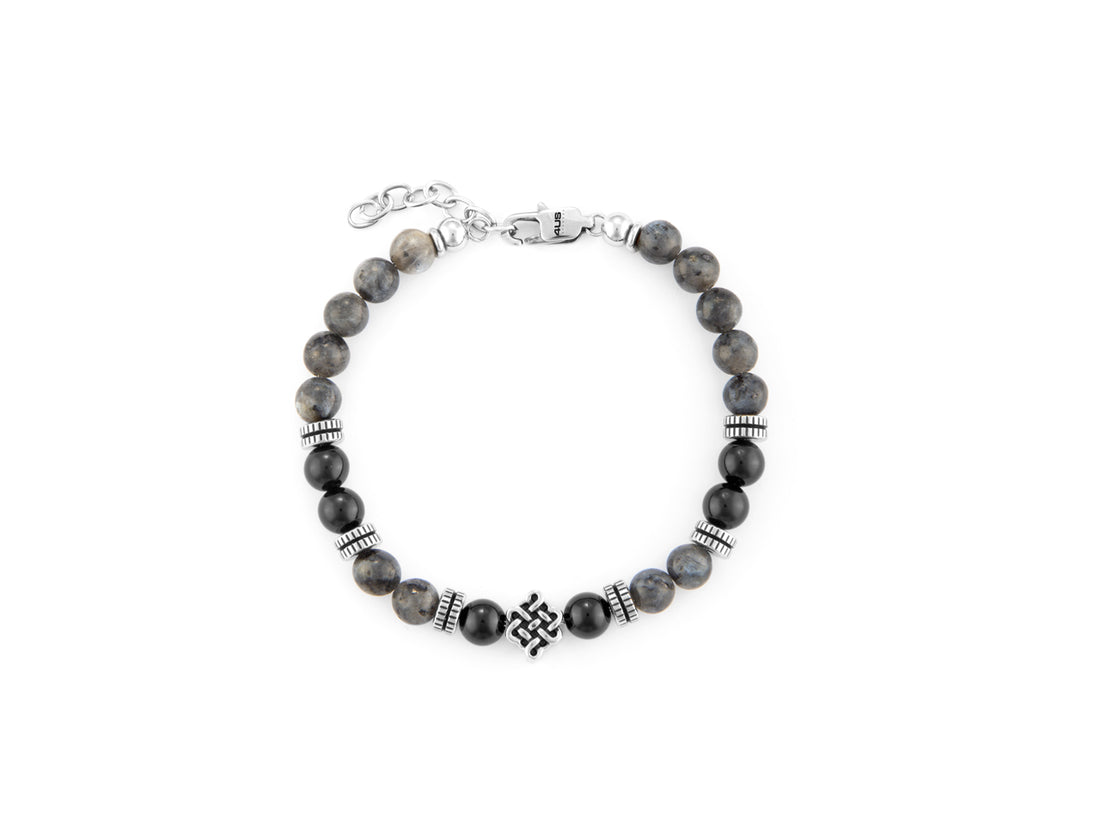 Bracciale Uomo 4US Cesare Paciotti Pietre Nere Grigie 4UBR6233