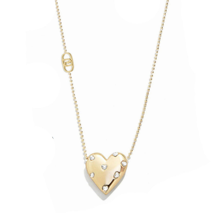 Collana Donna Liu Jo Acciaio Dorato Cuore Bombato Zirconi Bianchi LJ2761