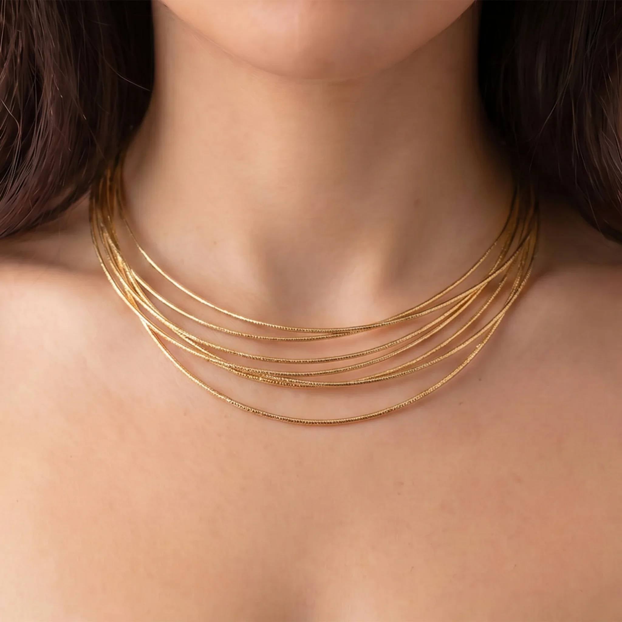 Collana Donna Etrusca Bronzo Dorato Maglia Tubogas Lucida WSET00986.YG