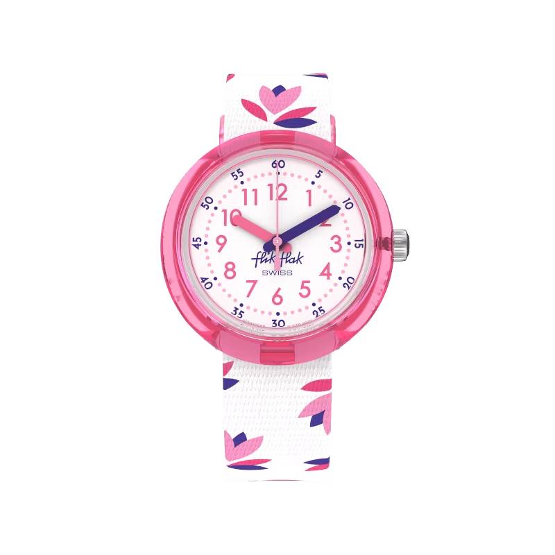 Orologio Bambina Swatch Flik Flak Marinette Quarzo Solo Tempo Foglie Rosa ZFPNP095