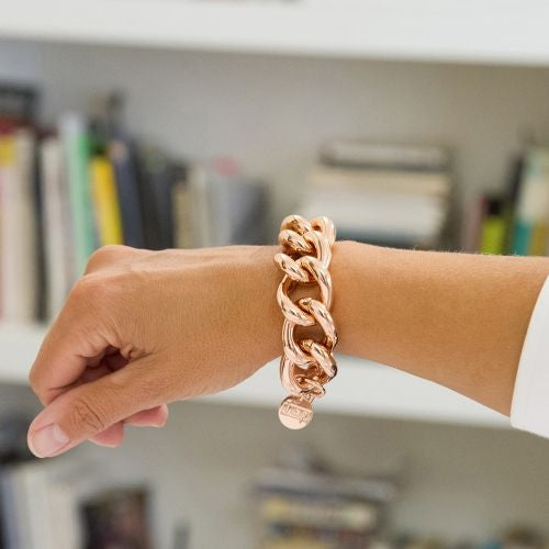 Bracciale Donna Unoaerre Bronzo Lucido Rosato Catena Groumetta Maxi 378566