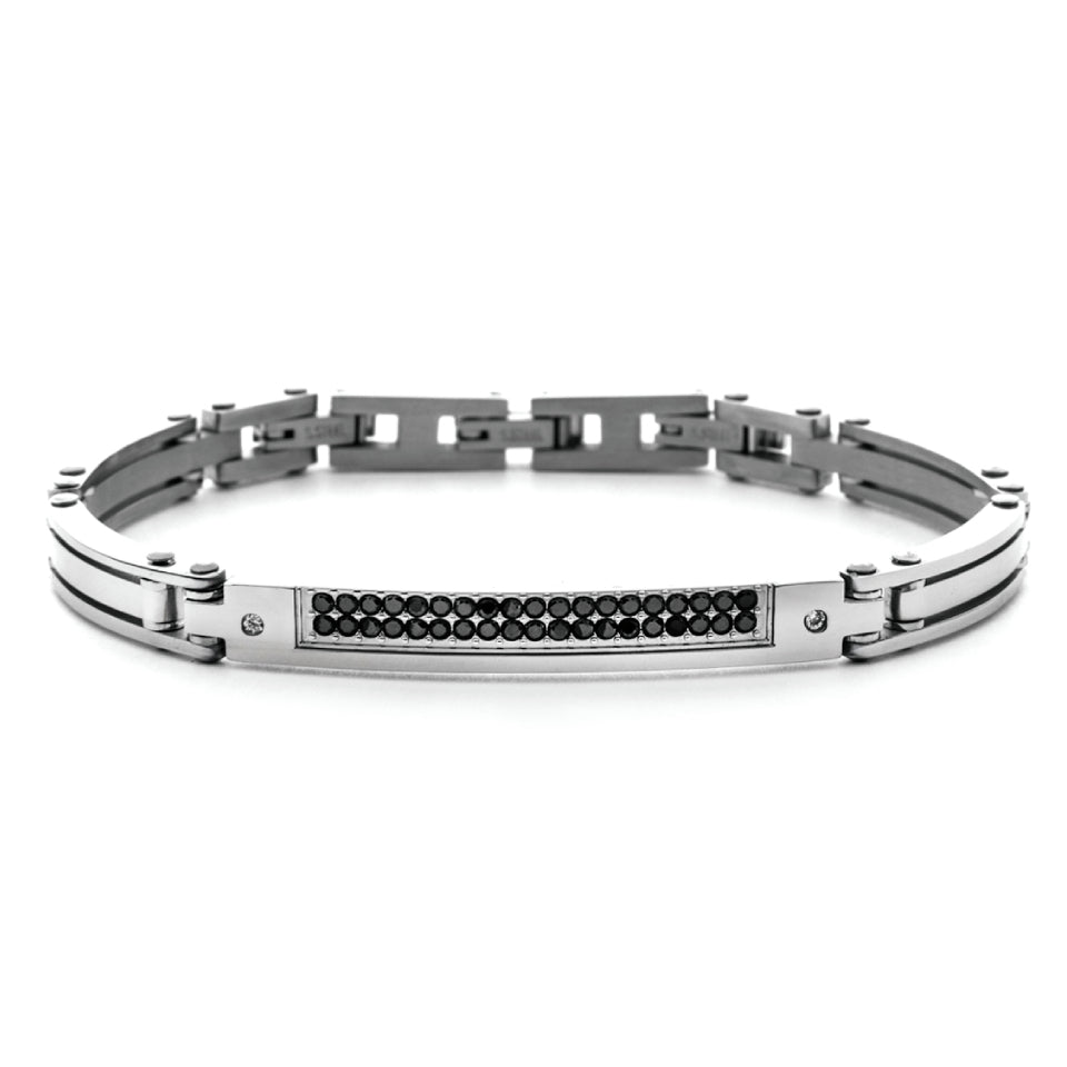 Bracciale 4US Cesare Paciotti Uomo Acciaio Semirigido Zirconi Neri 4UBR7567