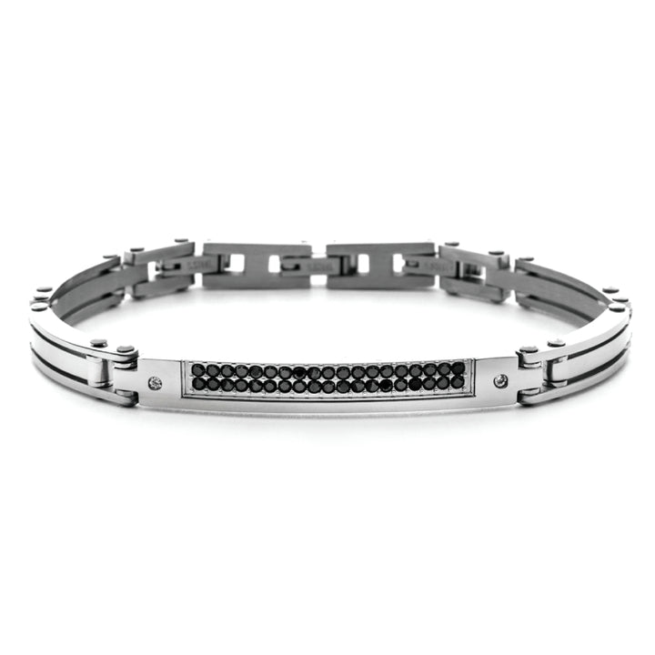 Bracciale 4US Cesare Paciotti Uomo Acciaio Semirigido Zirconi Neri 4UBR7567