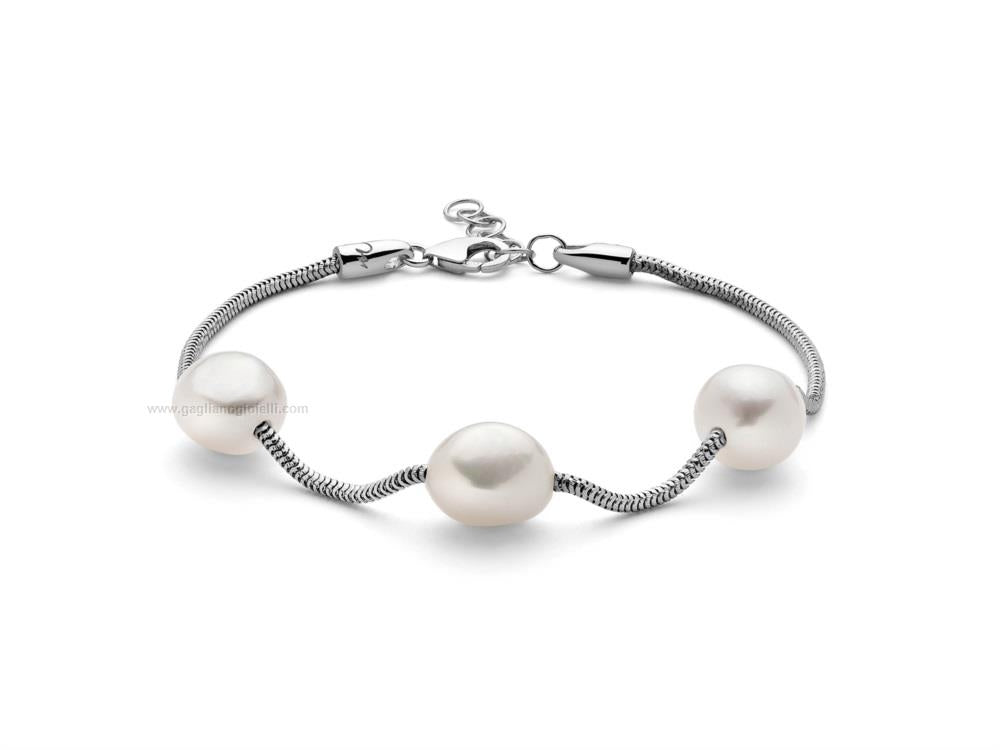 Bracciale Donna Miluna Argento 925 Bianco Perle Collezione Miss Italia PBR3003