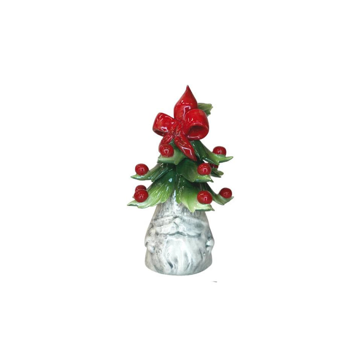 Gnomo Albero di Natale Capodimonte Grigio Fiocco 14 cm CAP12