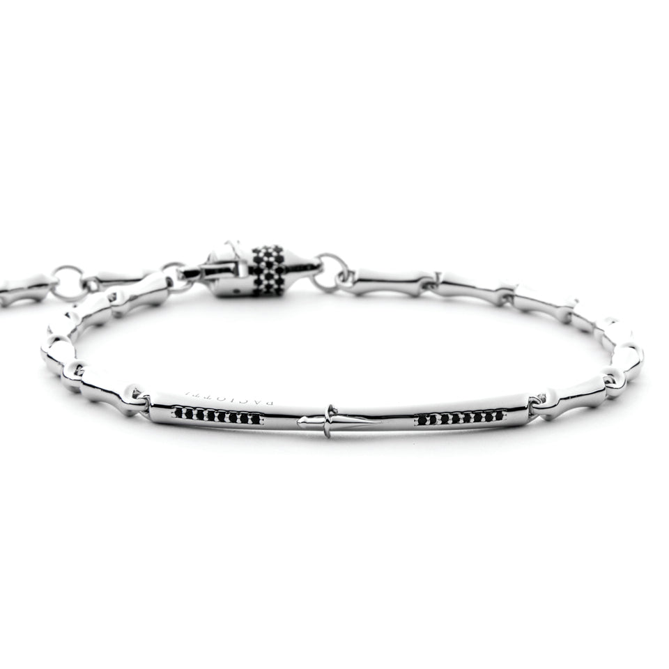 Bracciale Uomo Cesare Paciotti Argento Catena Bamboo Spinelli Neri JPBR5111B