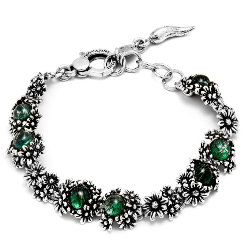 Bracciale Donna Giovanni Raspini Argento 925 Margherite Garden Agata Verde 11206