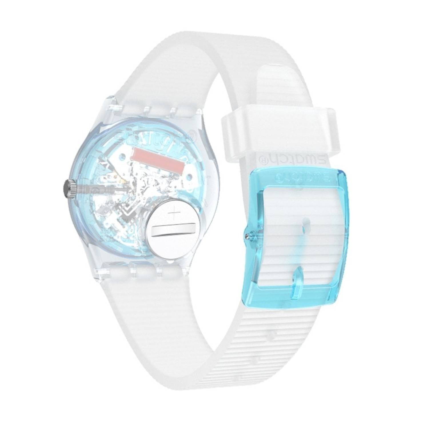 Orologio Donna Silicone Gomma Swatch Solo Tempo Quarzo Bianco Azzurro GW215