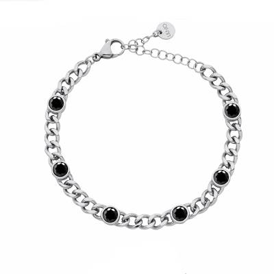 Bracciale Uomo Liu Jo Acciaio Catena Zirconi Neri MLJ609