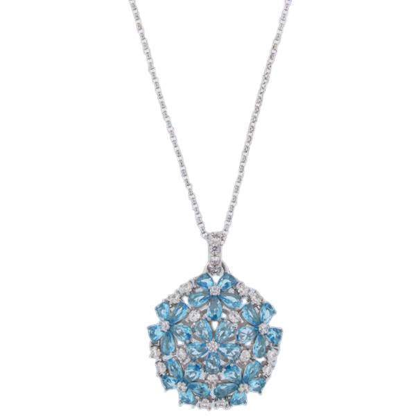 Collana Donna Magnolia Bronzo Fiori Zirconi Aquamarina CL5092AQ