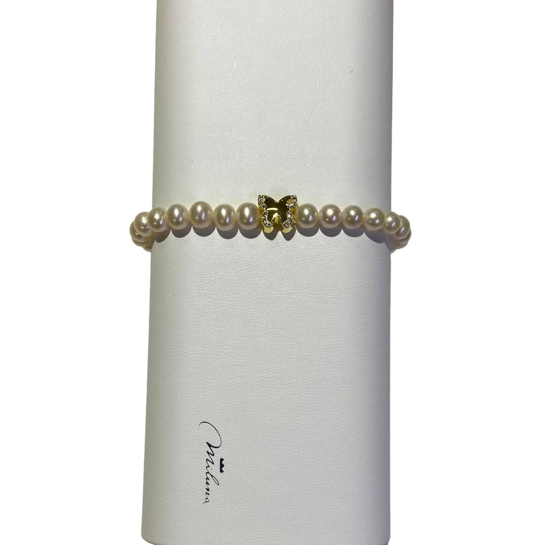 Bracciale Donna Miluna Argento 925 Miss Italia Perle Bianche Farfalla PBR3502G-TPZ