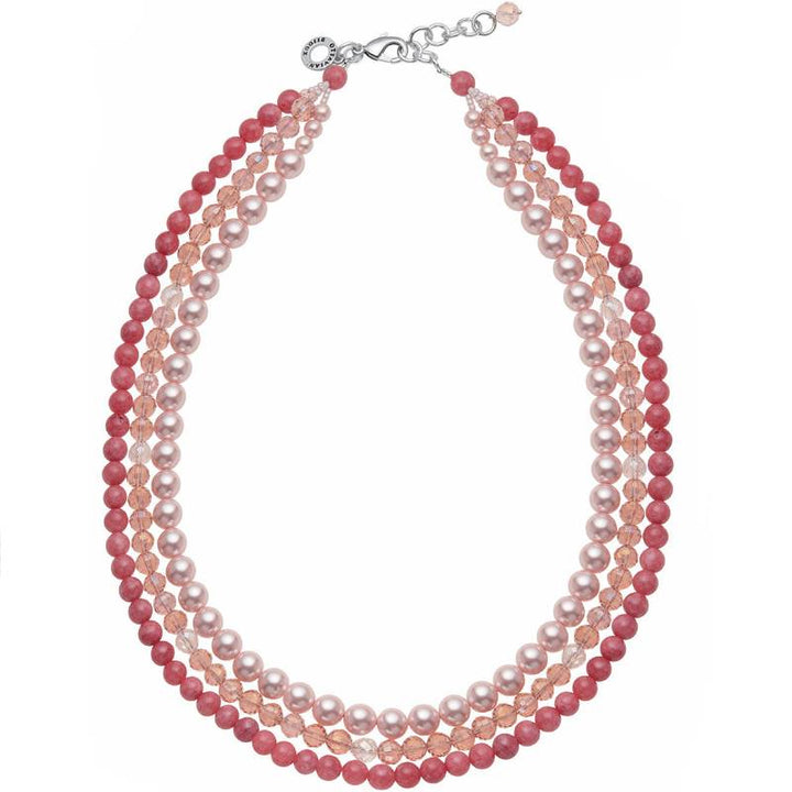 Collana Donna Ottaviani Multifili Cristalli Perle Rosa 501392C