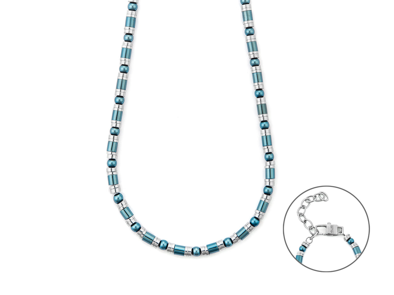 Collana Uomo 4US Cesare Paciotti Acciaio girocollo con biglie  in pvd blu 4UCL7527