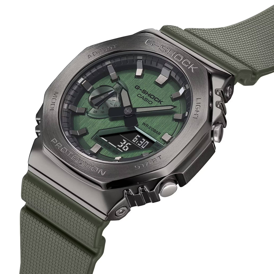 Orologio Uomo Casio G-Shock Acciaio Brunito Lucido Gomma Verde GM-2100B-3AER