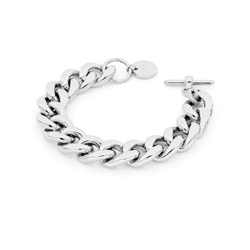 Bracciale Donna Unoaerre Bronzo Argentato Catena Lucida Groumette Stretta 497968