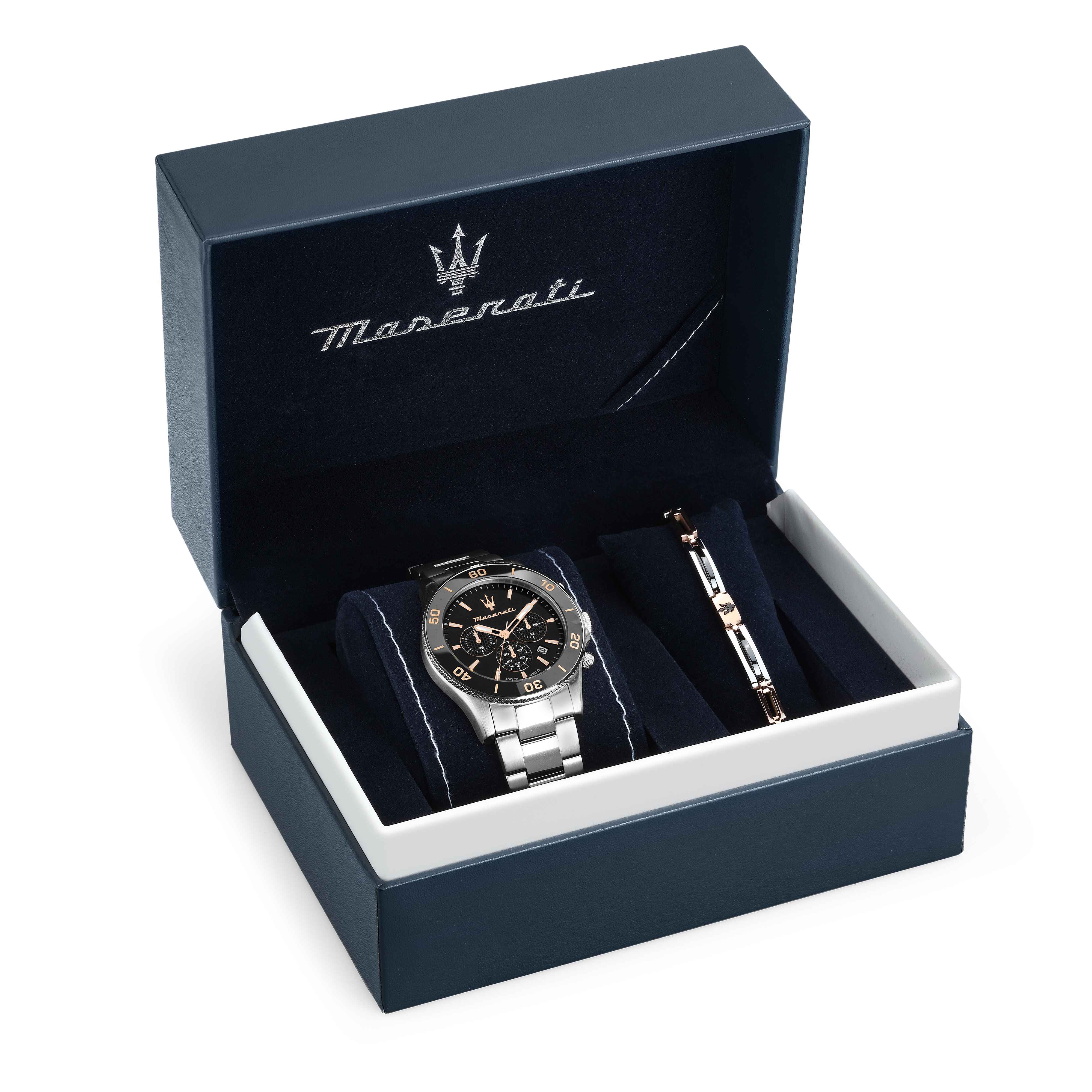 Orologio Uomo Maserati Set Box Bracciale Acciaio Quarzo Cronografo R8873600001